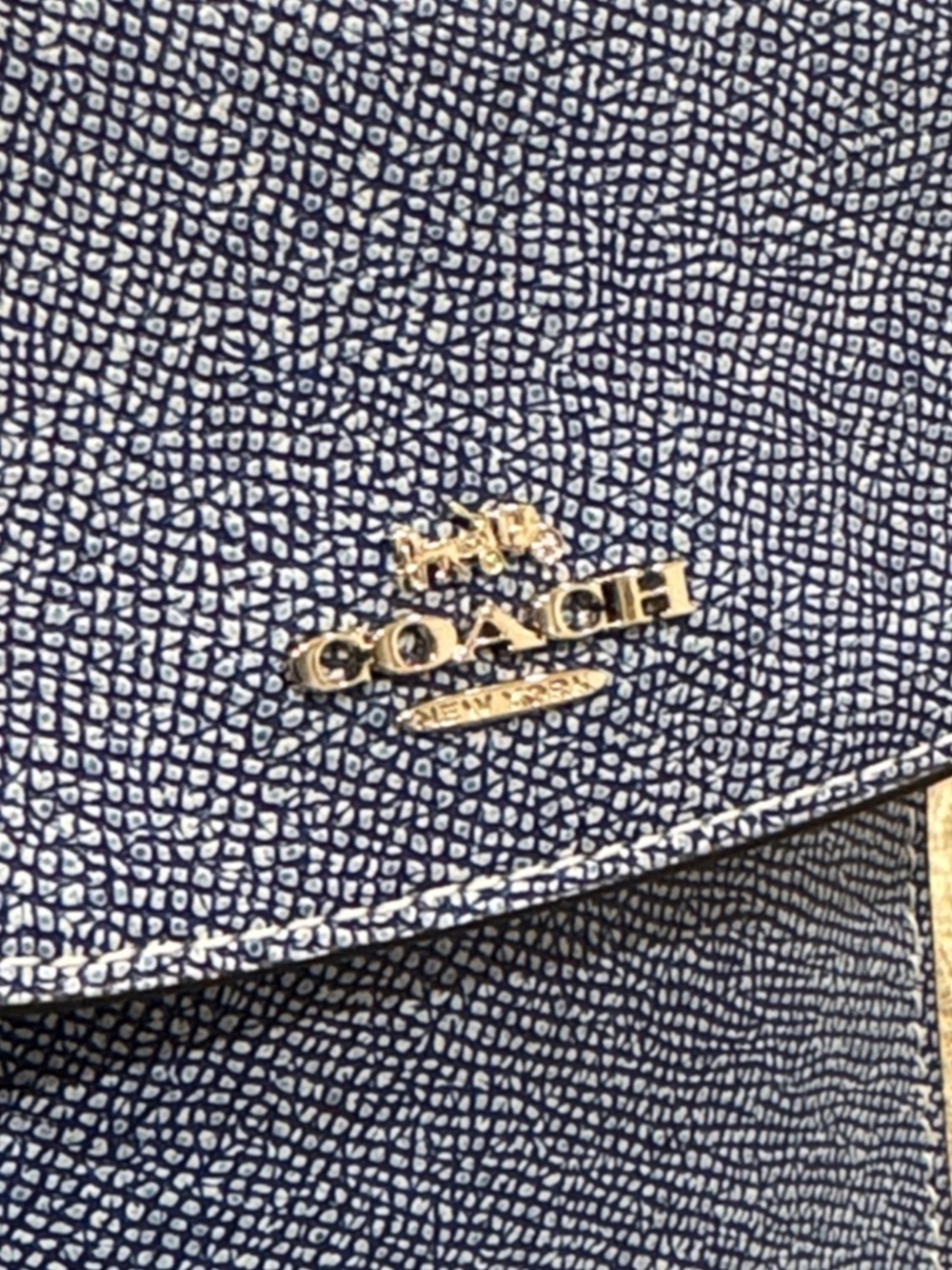 Coach North South Light Denim Blue Leather Crossbody Phone Pouch with Chain - Picture 11 of 17